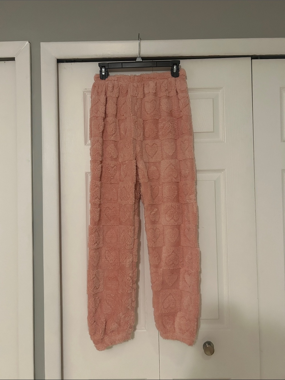 Cozy Pink Plush PJ set - Soft Heart Pattern
